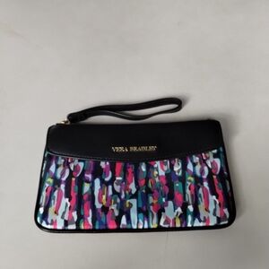 Vera Bradley Black and Multicolor Wristlet Colorful Like New Clean